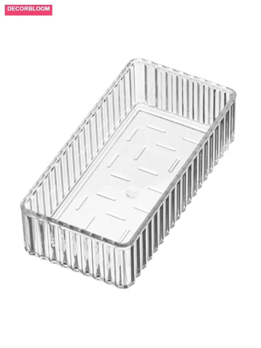 Fluted Makeup Drawer Organizer Small Clear Plastic Storage Bin